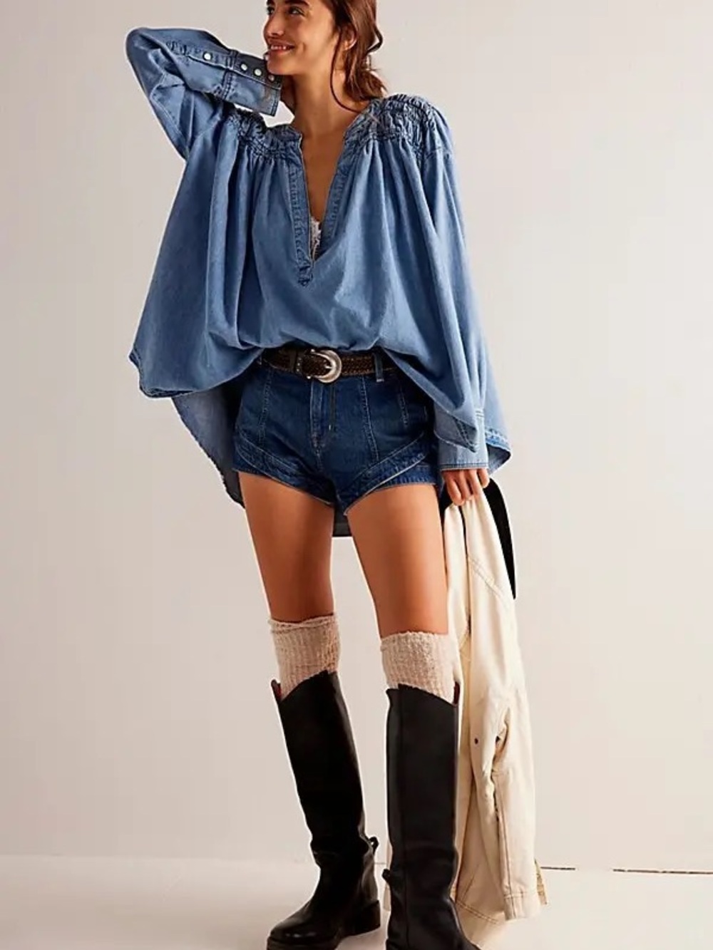 Free People We The Free Another Love Denim Oversized Tunic